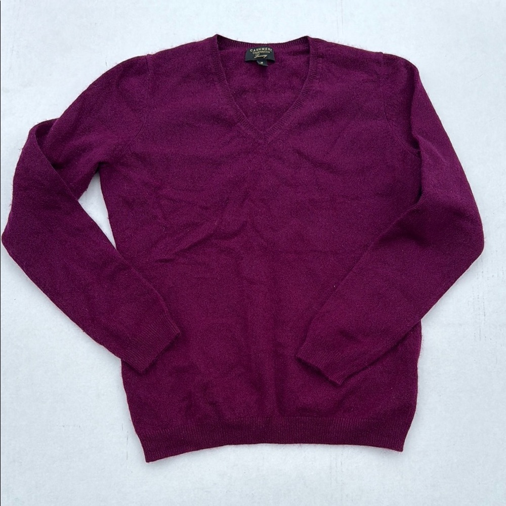 Charter Club Berry Luxurious Cashmere V-Neck Sweater - Medium